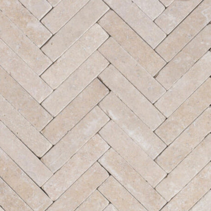 Dijon Limestone Herringbone Cobbles 50mm x 200mm x 40mm - The Landscape Factory