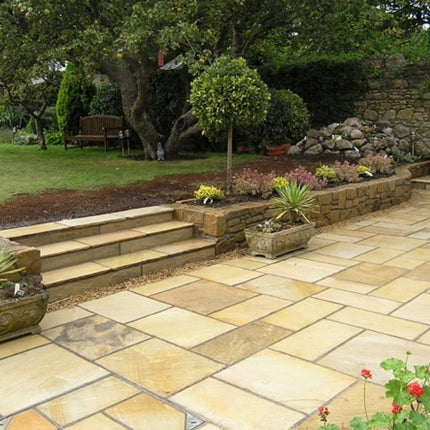 Mint Fossil Natural Indian Sandstone Paving - Patio Pack - Calibrated - 19.5 SQM Coverage - The Landscape Factory