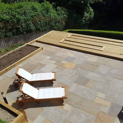 Raj Green Indian Sandstone Paving - Patio Pack - Calibrated - 19.5 SQM Coverage - The Landscape Factory