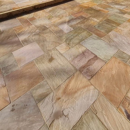 Ripon Buff Indian Sandstone Paving - Patio Pack - Calibrated - The Landscape Factory