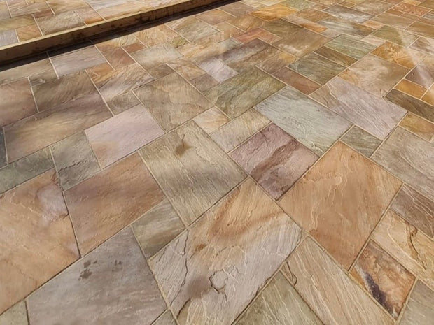 Ripon Buff Indian Sandstone Paving - Patio Pack - Calibrated - The Landscape Factory